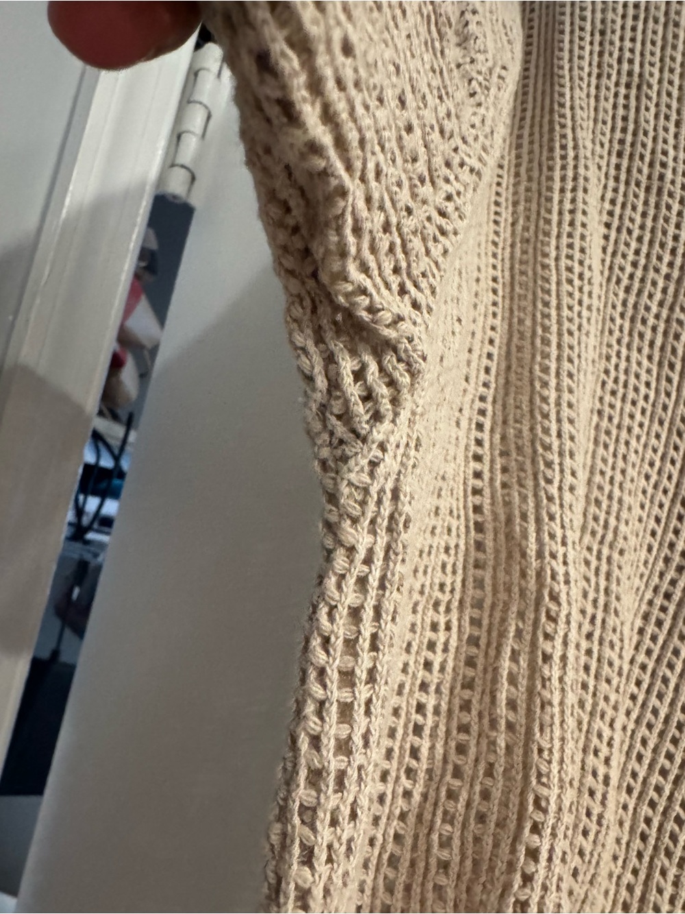 Coastal Grandma lightweight V-Neck Knit Sweater in Beige 100% cotton size large - Picture 5 of 6